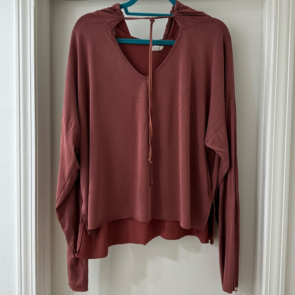 POL Mauve Oversized Long-sleeved Hooded Top, Size M